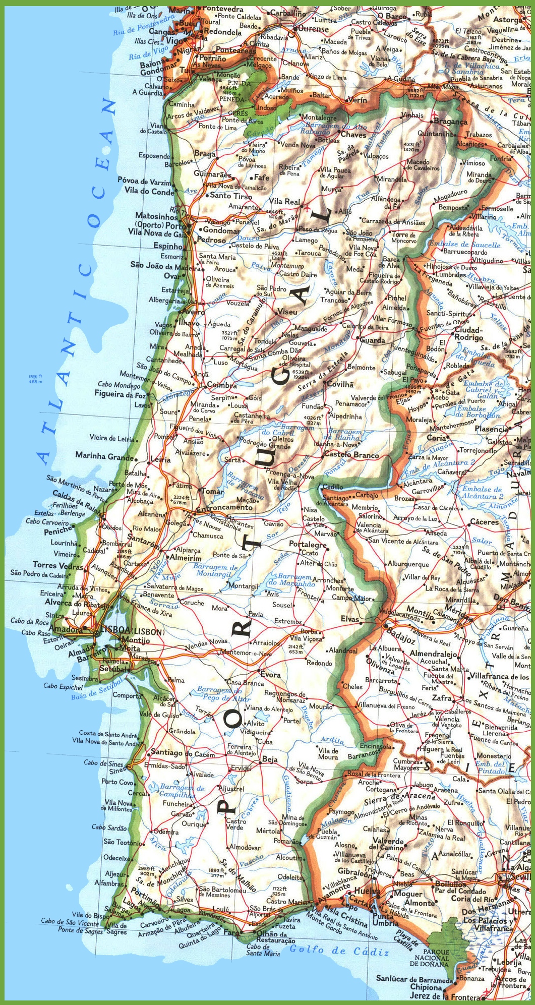 Portugal Road Map Ontheworldmap Com   Portugal Road Map 