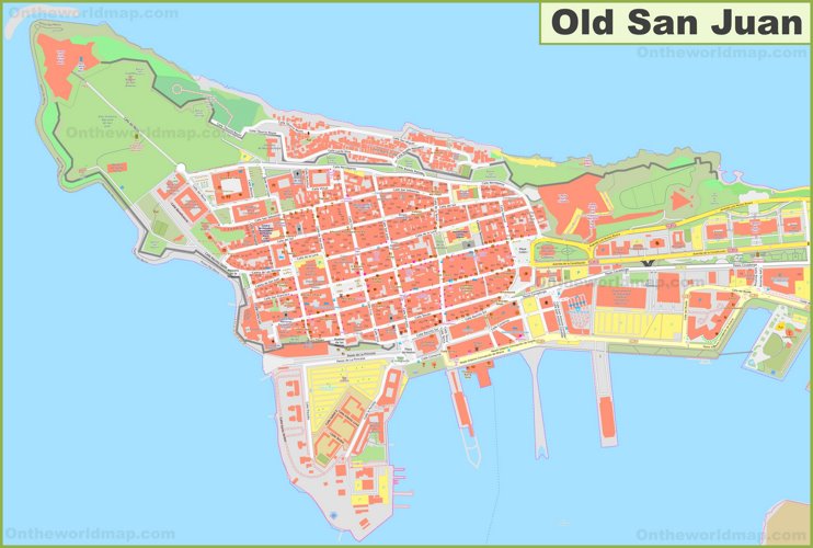 Mapa detallado del Viejo San Juan