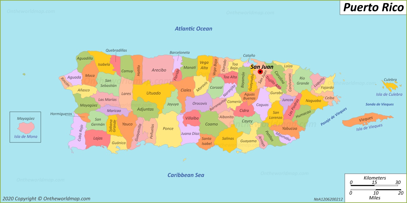 Puerto Rico Map.