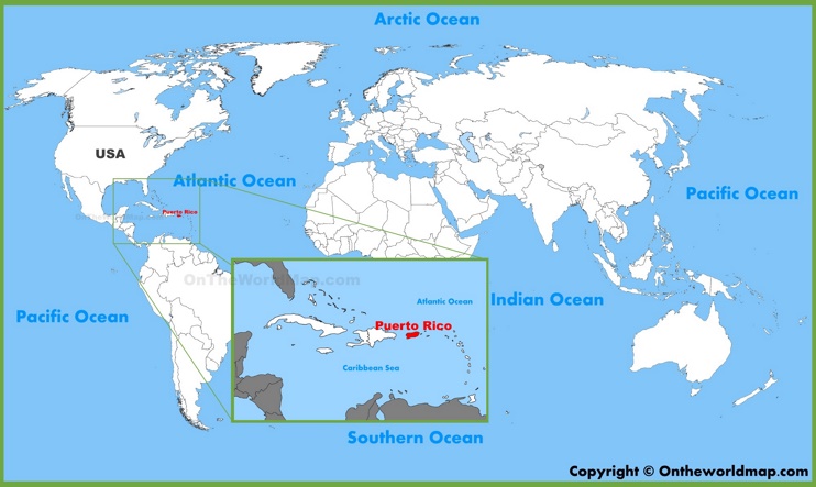 Puerto Rico location on the World Map