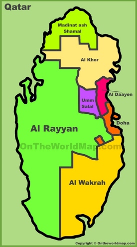 Administrative divisions map of Qatar