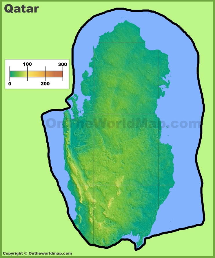 Qatar physical map