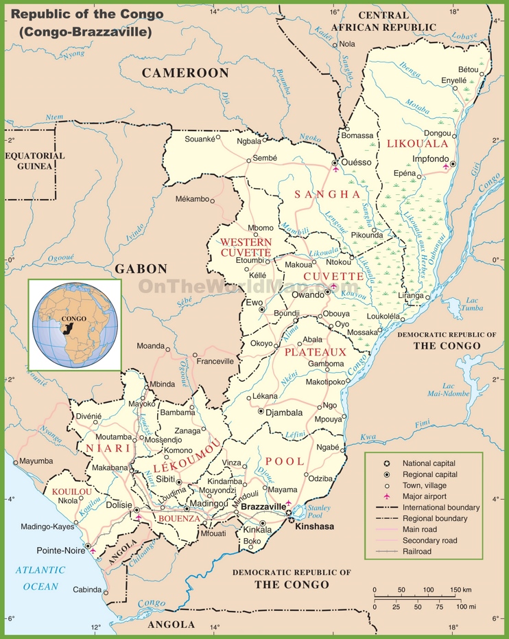 Large detailed map of Republic of the Congo