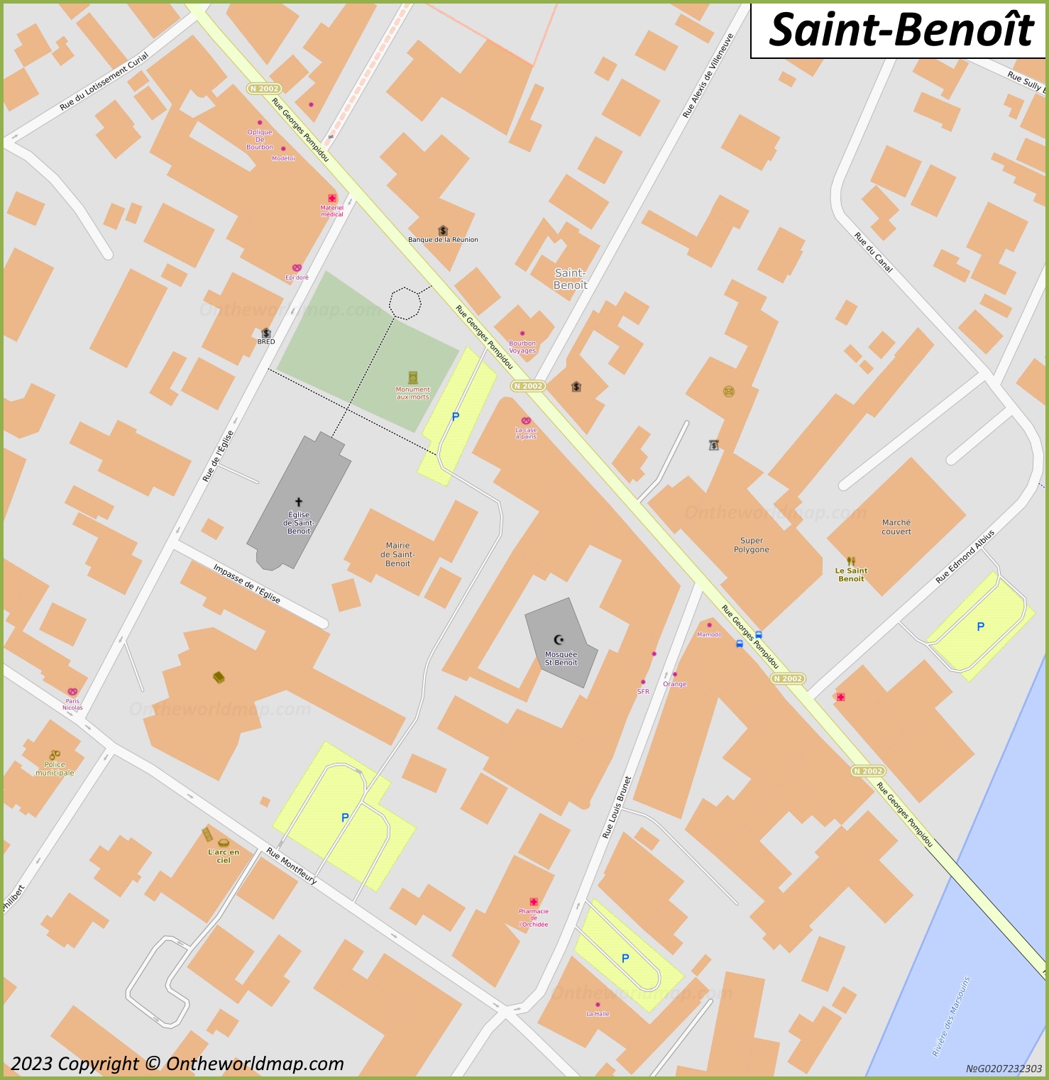 Saint-Benoît City Centre Map