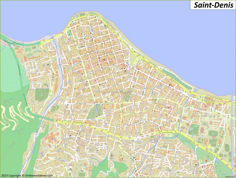 Saint-Denis Map | Réunion | Detailed Maps of Saint-Denis