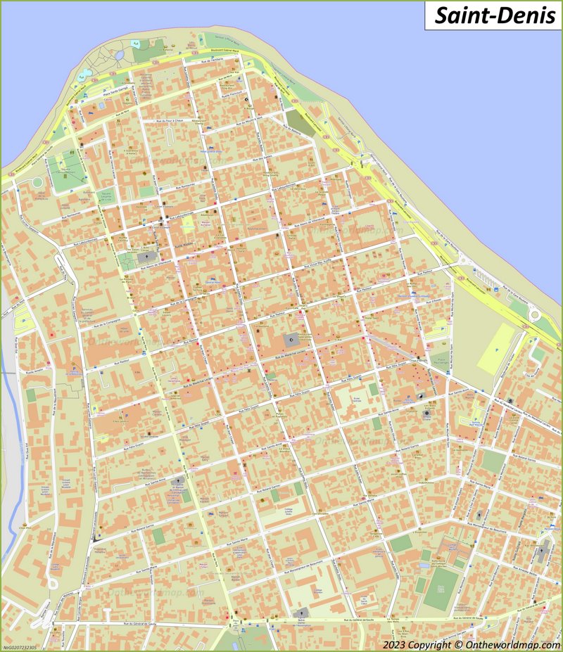 Saint-Denis Map | Réunion | Detailed Maps of Saint-Denis