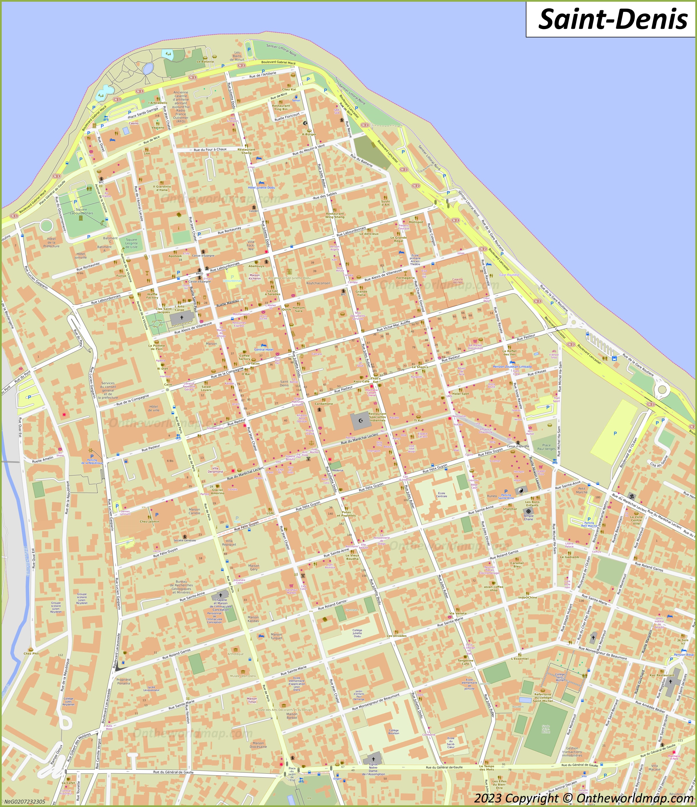 Saint-Denis City Centre Map