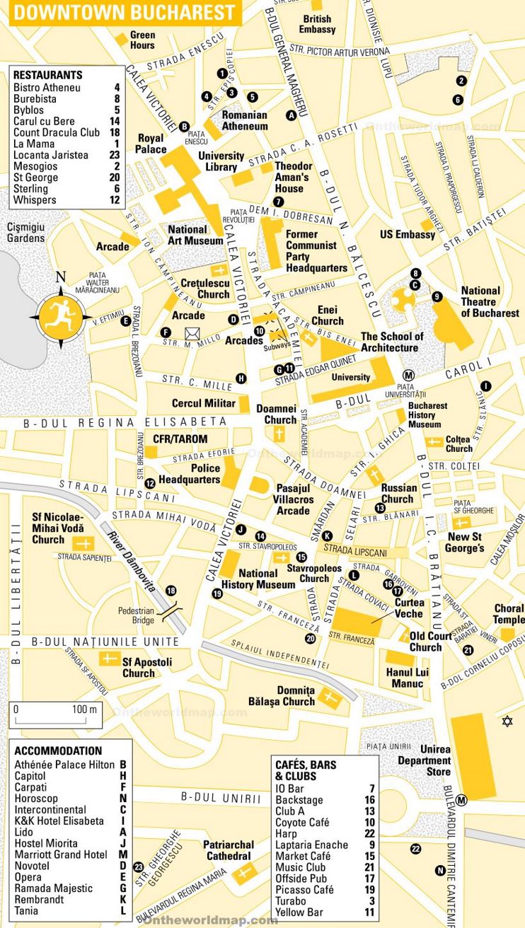 Tourist Map of Bucharest City Center