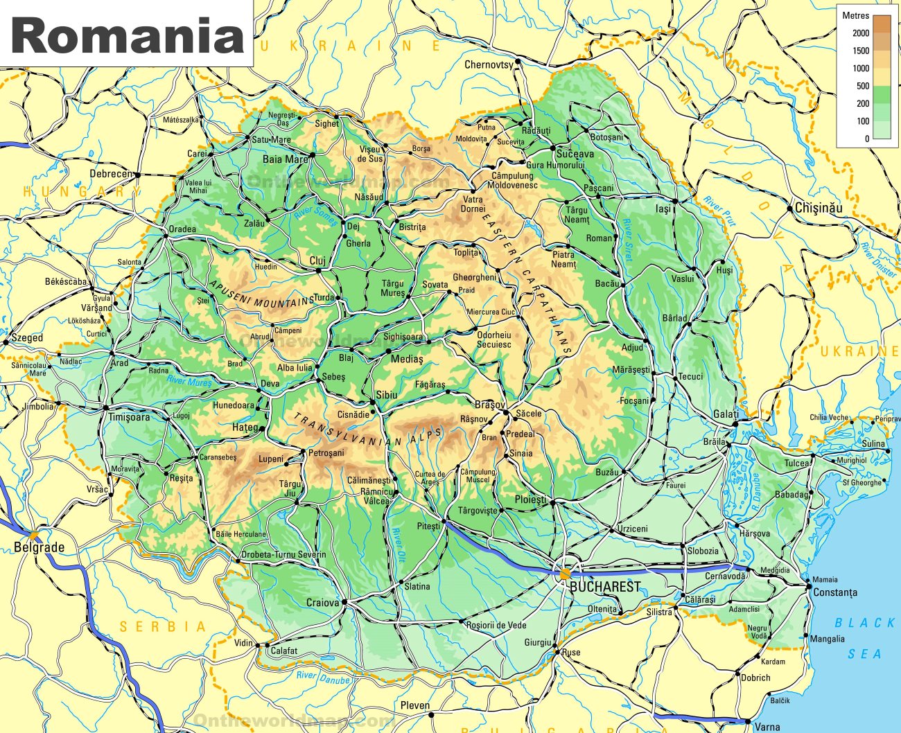 romania map with cities