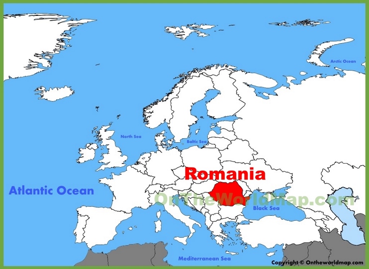 Romania location on the Europe map