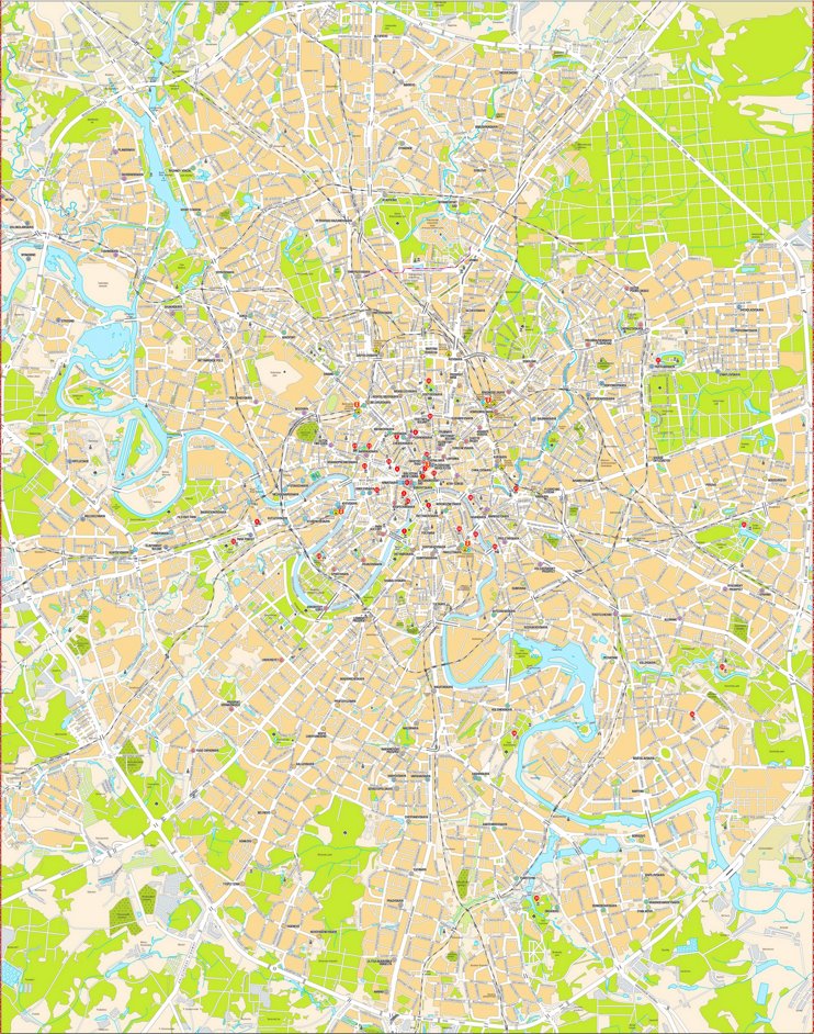 Large detailed map of Moscow