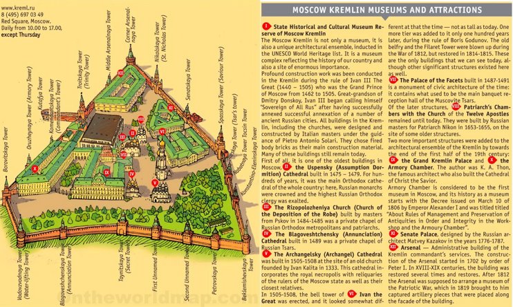 Moscow Kremlin tourist attractions map