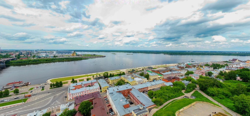 View of the confluence of the Oka and Volga