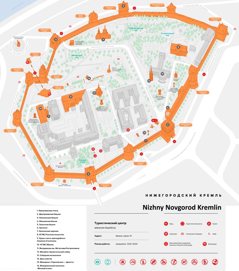 Tourist Map of Nizhny Novgorod Kremlin