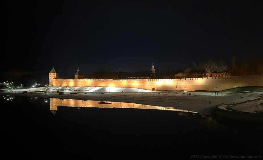 View of the Novgorod Kremlin at night