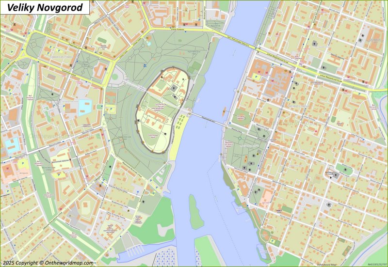 Veliky Novgorod City Centre Map