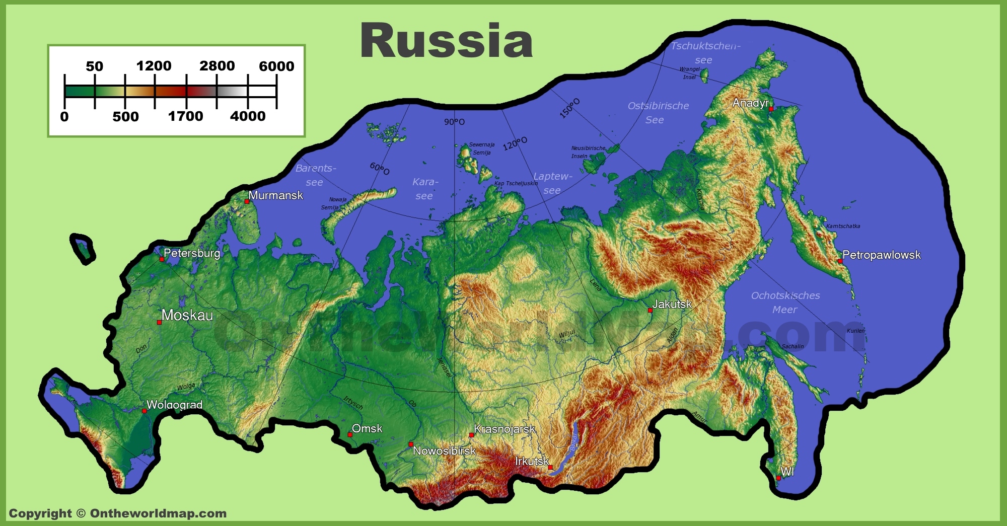 Physical Map Of Russia   Russia Physical Map 