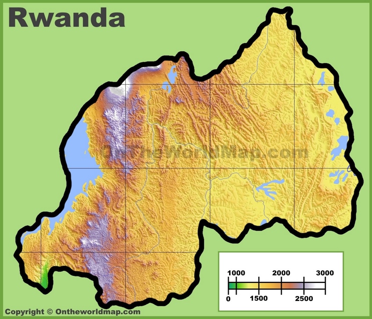 Rwanda physical map
