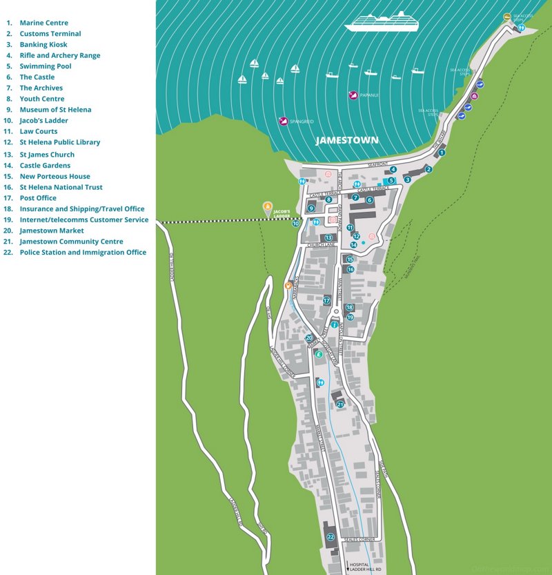 Jamestown Tourist Attractions Map