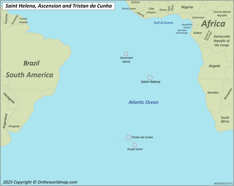 Map of Saint Helena, Ascension and Tristan da Cunha