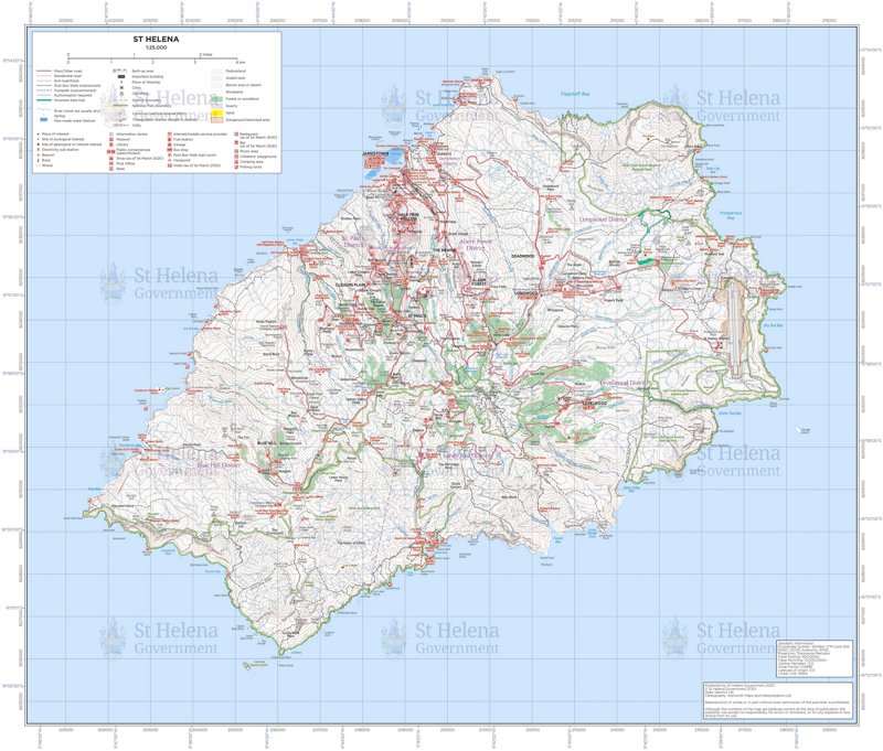 Topographic Map of Saint Helena Island