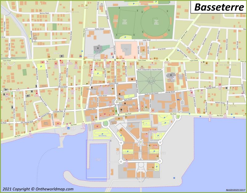 Basseterre Map Saint Kitts And Nevis Maps Of Basseterre   Basseterre City Center Map Max 