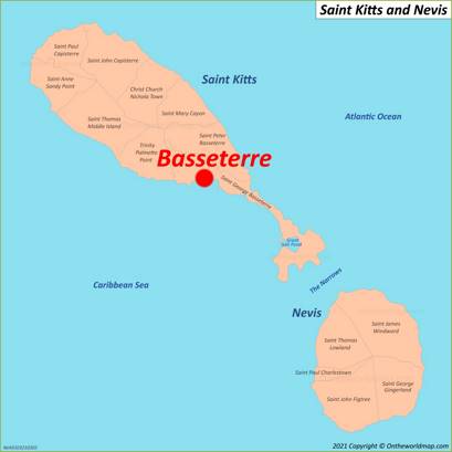 Basseterre Location On The Saint Kitts And Nevis Map Min 