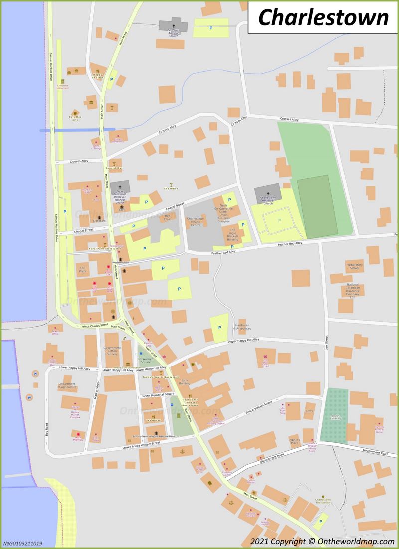 Charlestown Map | Saint Kitts and Nevis | Maps of Charlestown