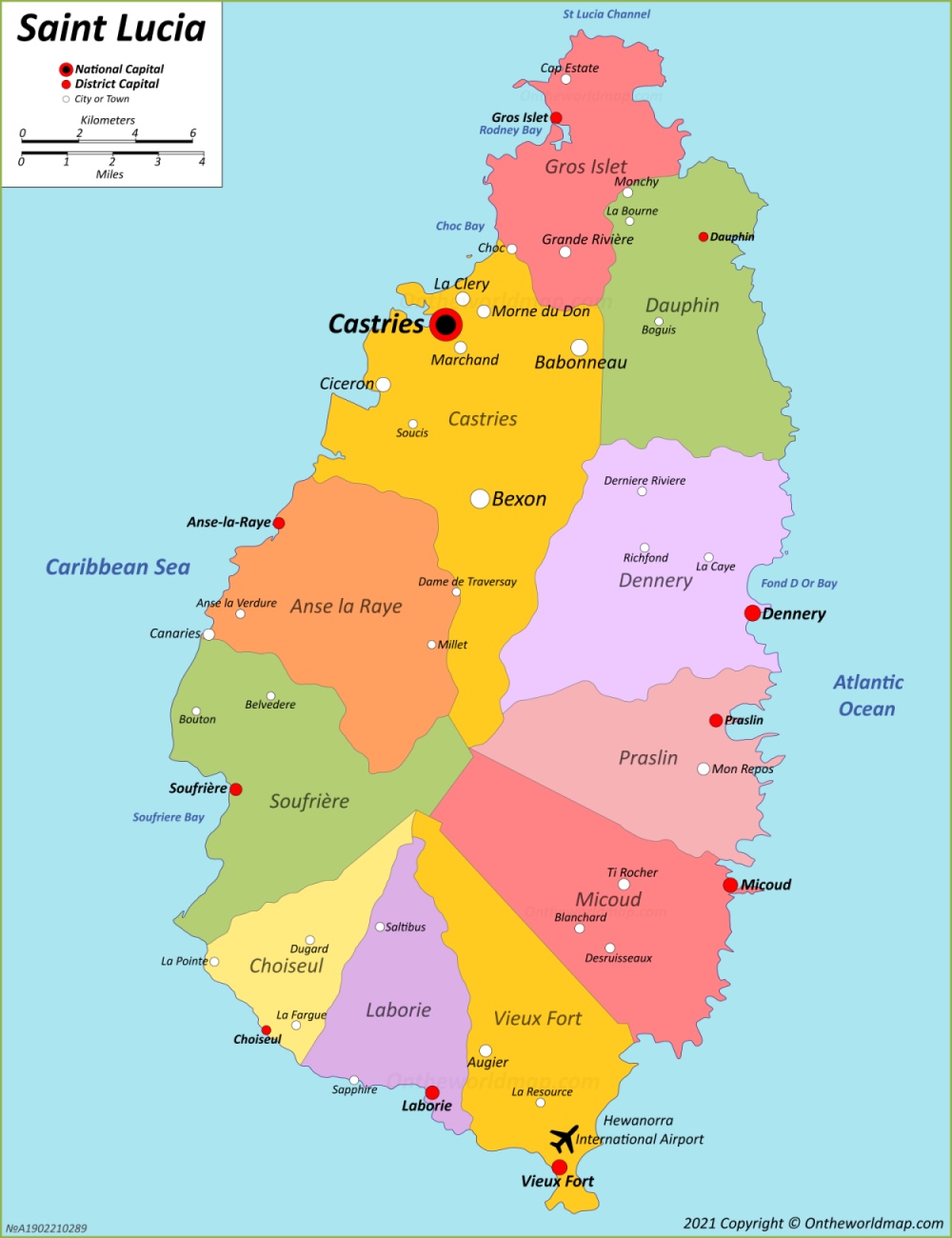 Map Of Saint Lucia 1000 