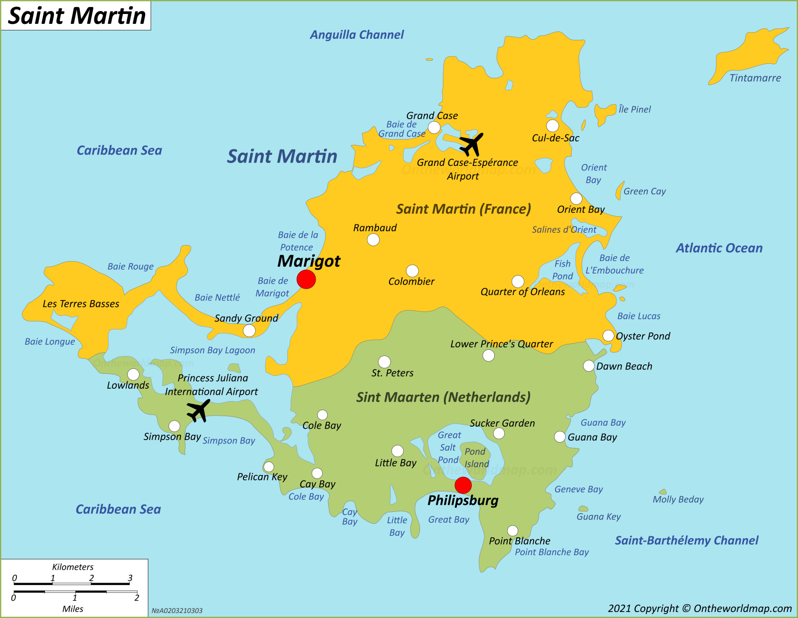 Saint Martin Sint Maarten Map France Netherlands Maps Of Saint 