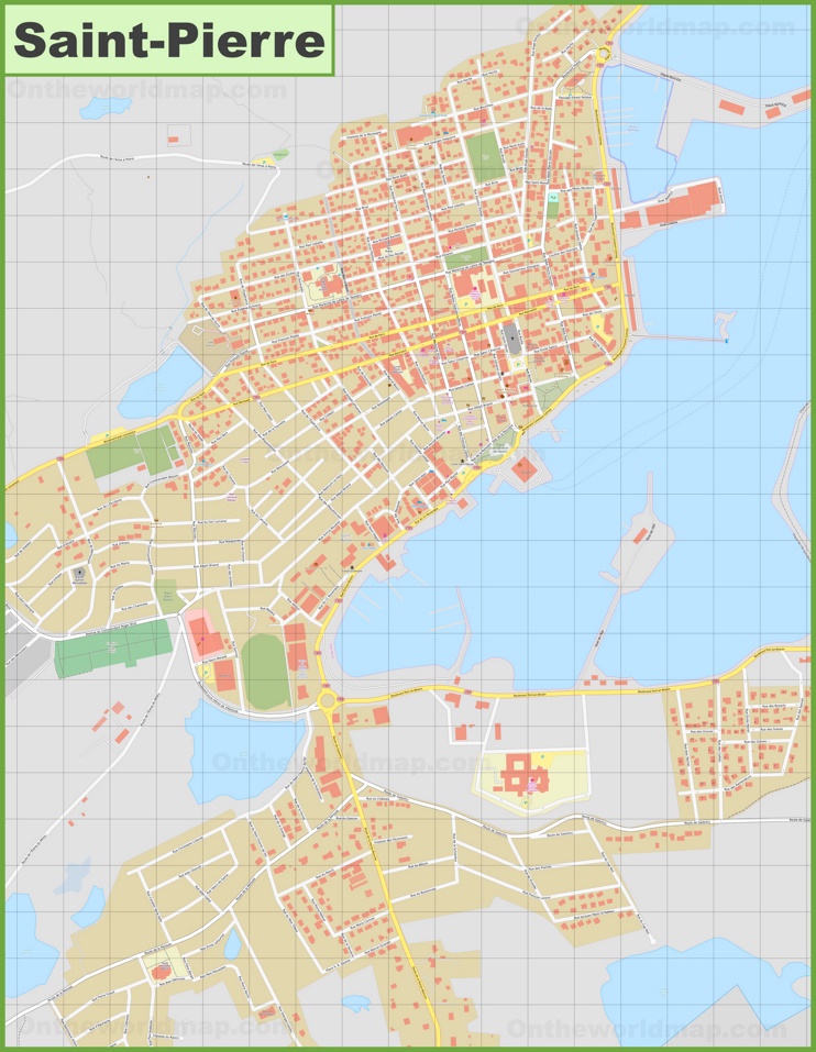 Large Detailed Map of Saint Pierre City
