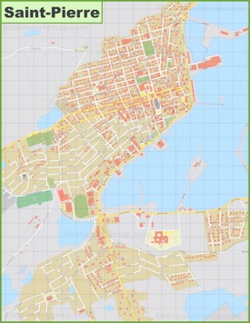 Large Detailed Map of Saint Pierre City