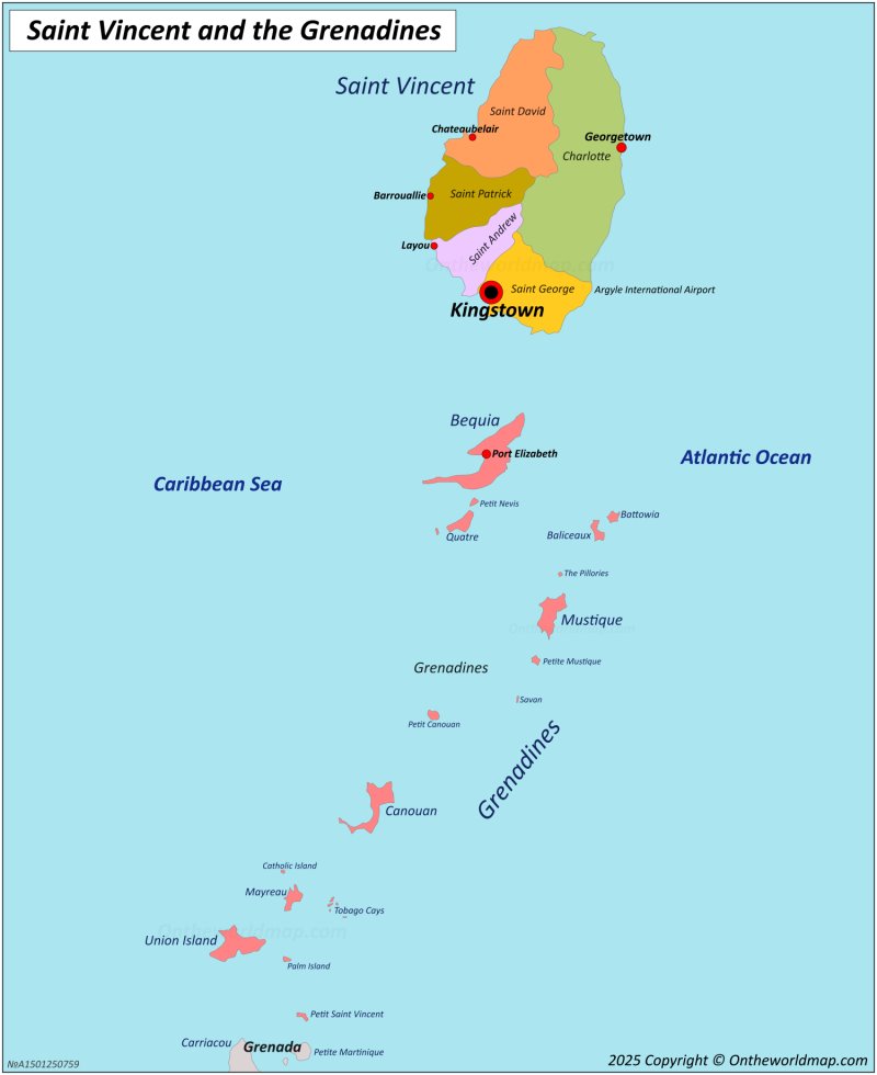 Saint Vincent and the Grenadines political map