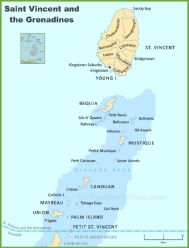 Saint Vincent and the Grenadines political map