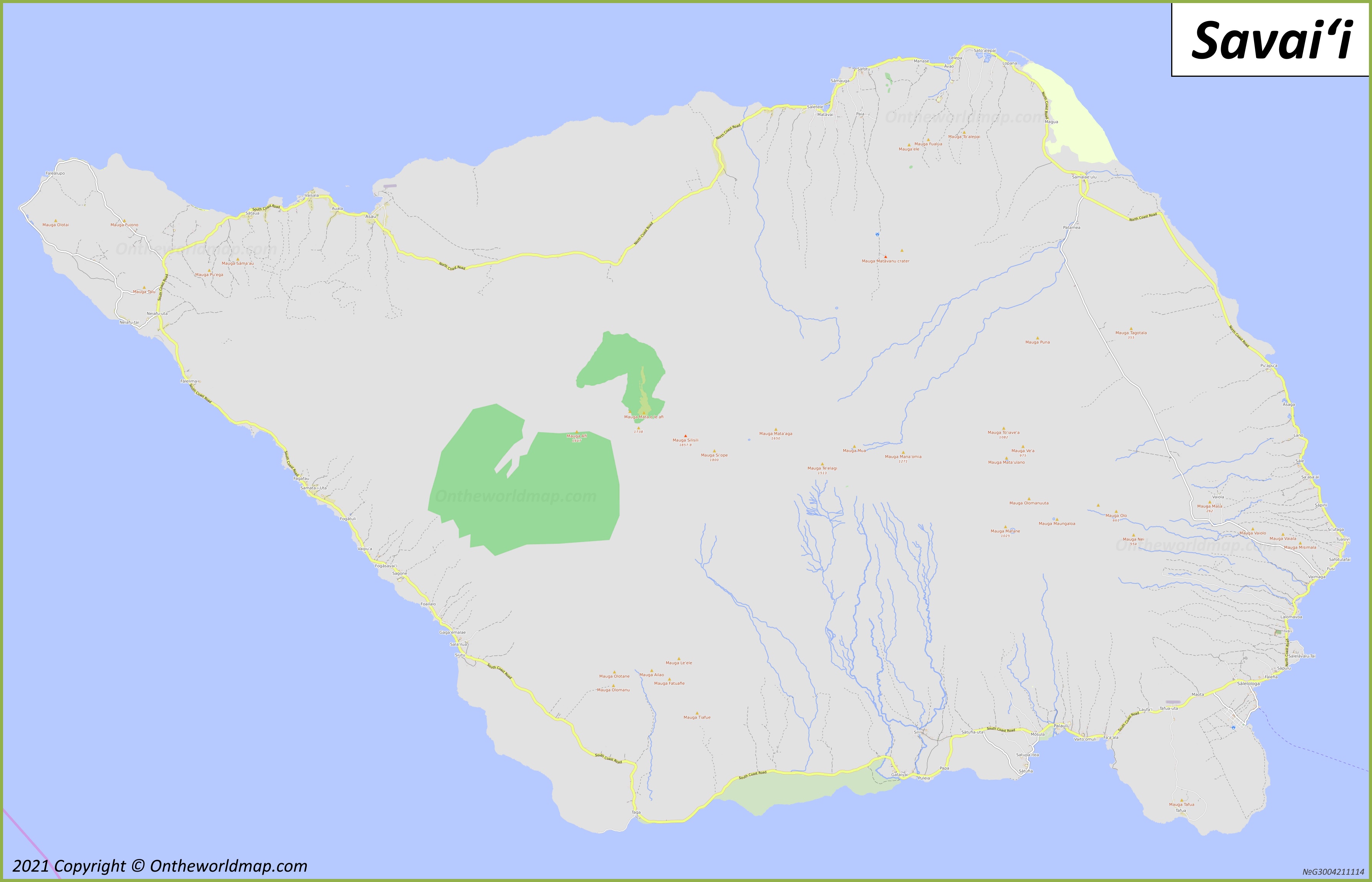 Map of Savaiʻi Island