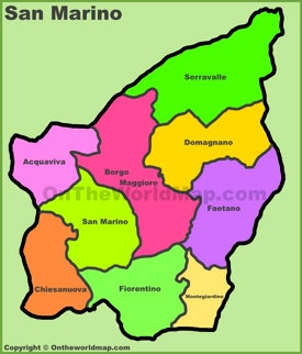 Administrative divisions map of San Marino