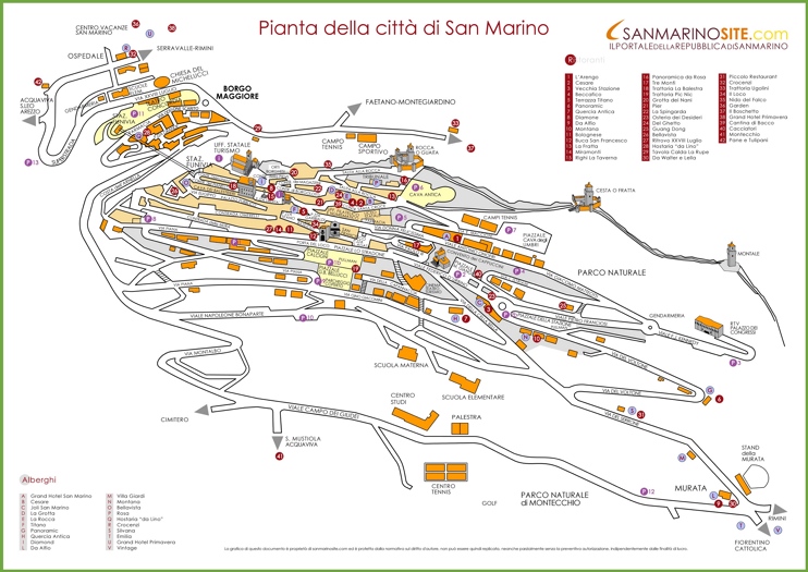 Large Detailed Tourist Map of City of San Marino