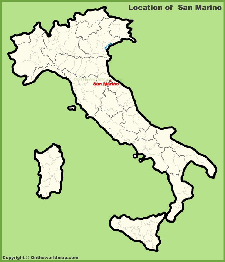 San Marino location on the map of Italy