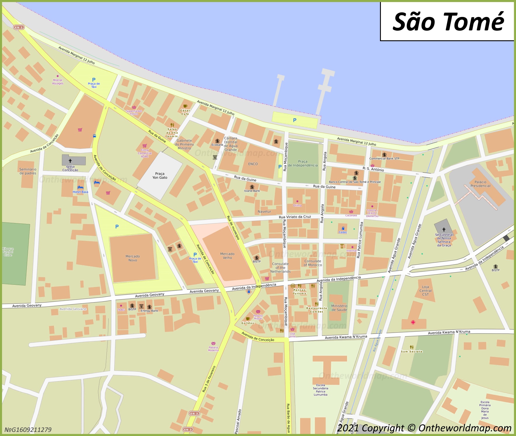 São Tomé Downtown Map