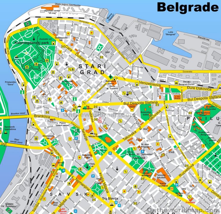 Belgrade Stari Grad Tourist Map