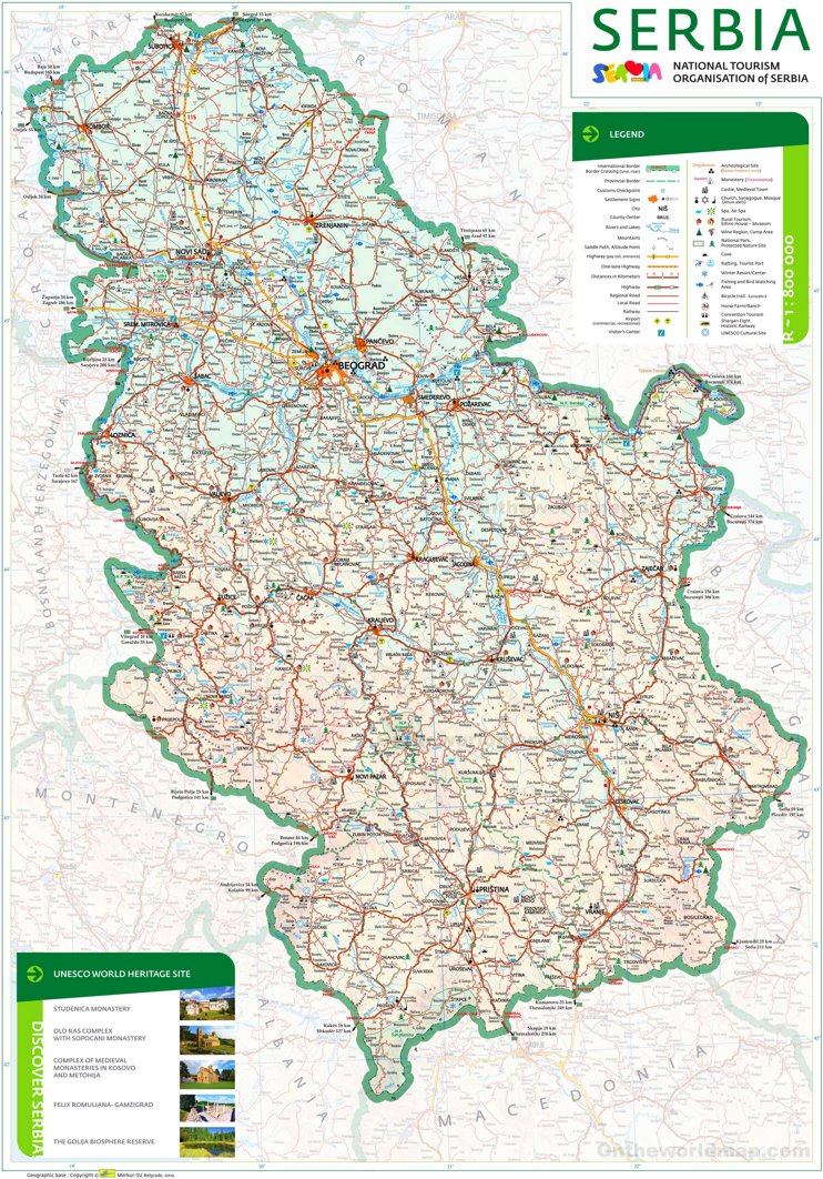 Detailed Tourist Map of Serbia