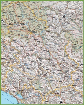 Large detailed map of Serbia with cities and towns
