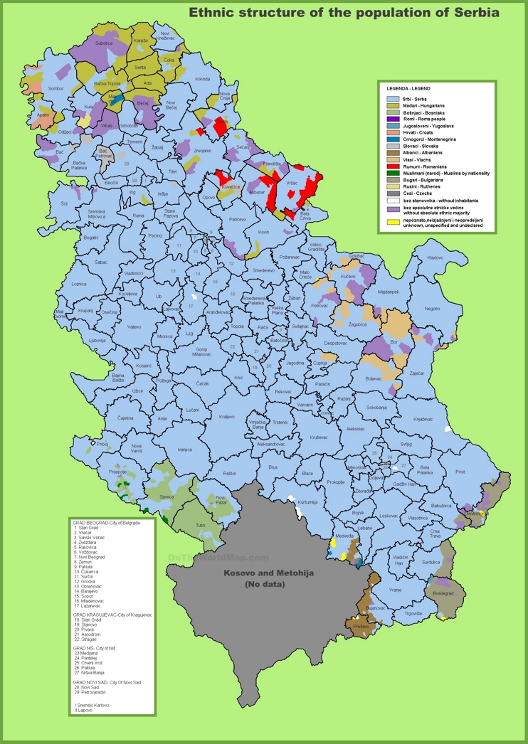 Map of ethnic groups in Serbia
