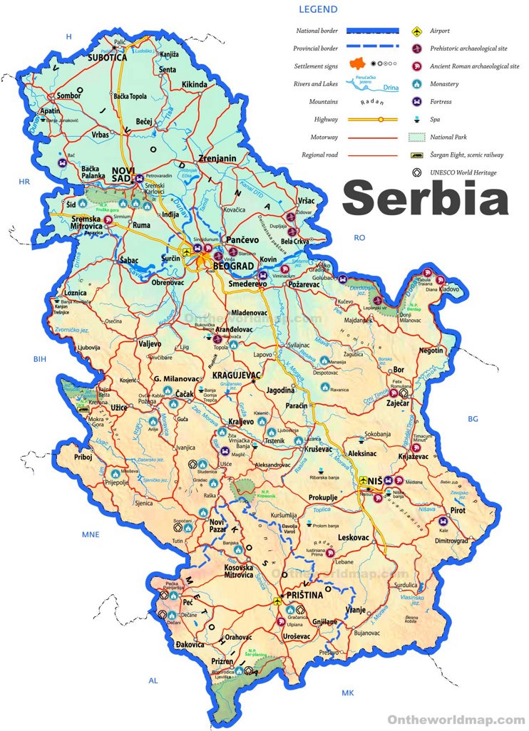 serbia tourism map