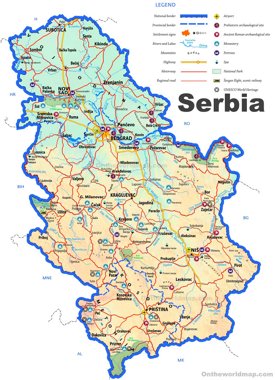 Serbia Tourist Map