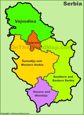 Statistical regions map of Serbia