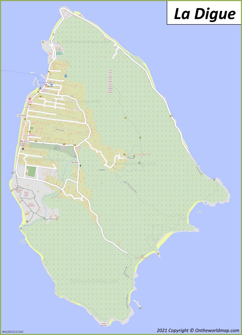 La Digue Map | Seychelles | Detailed Maps of La Digue Island