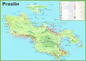 Large Detailed Tourist Map of Praslin Island