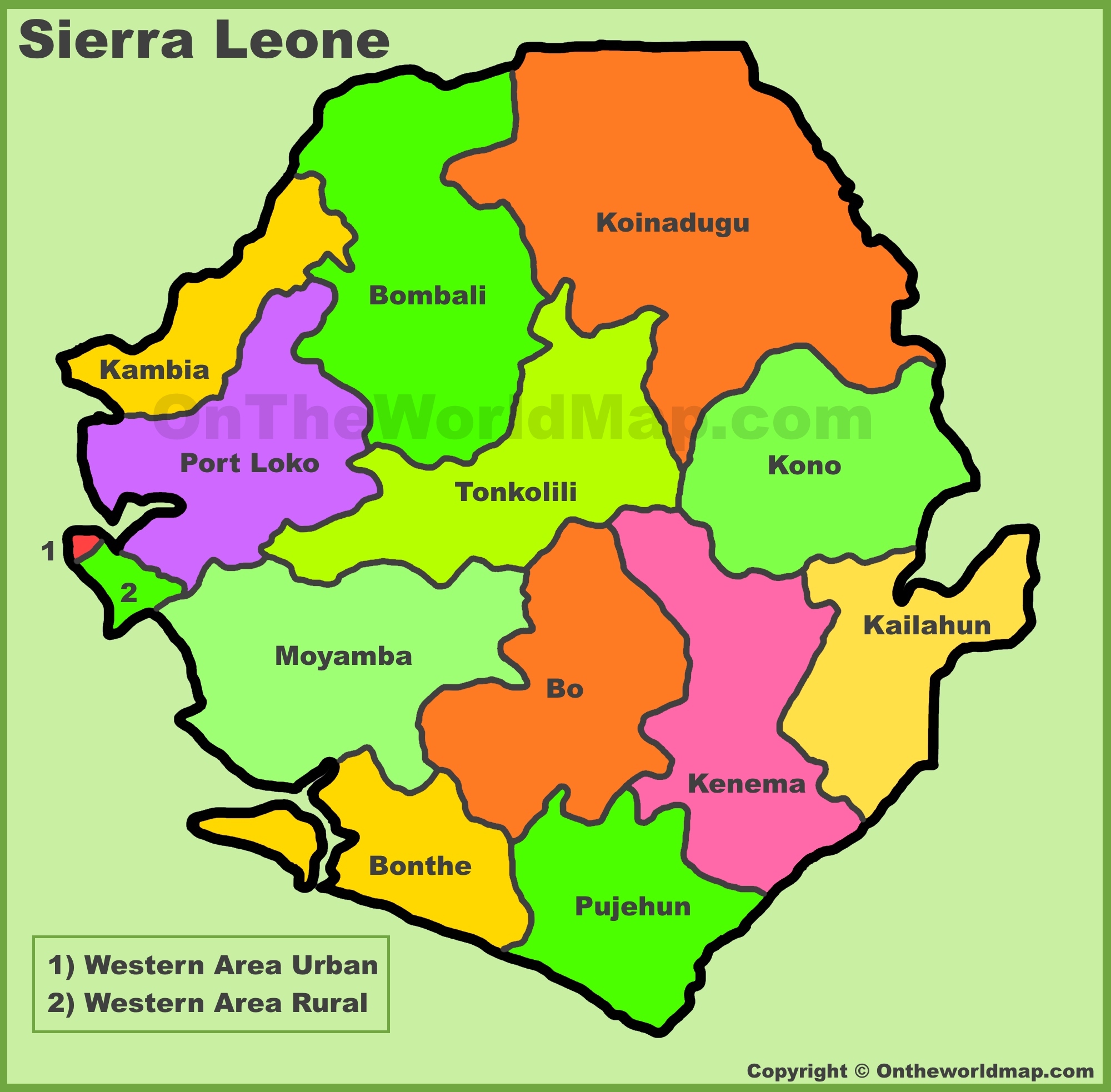Administrative Divisions Map Of Sierra Leone 