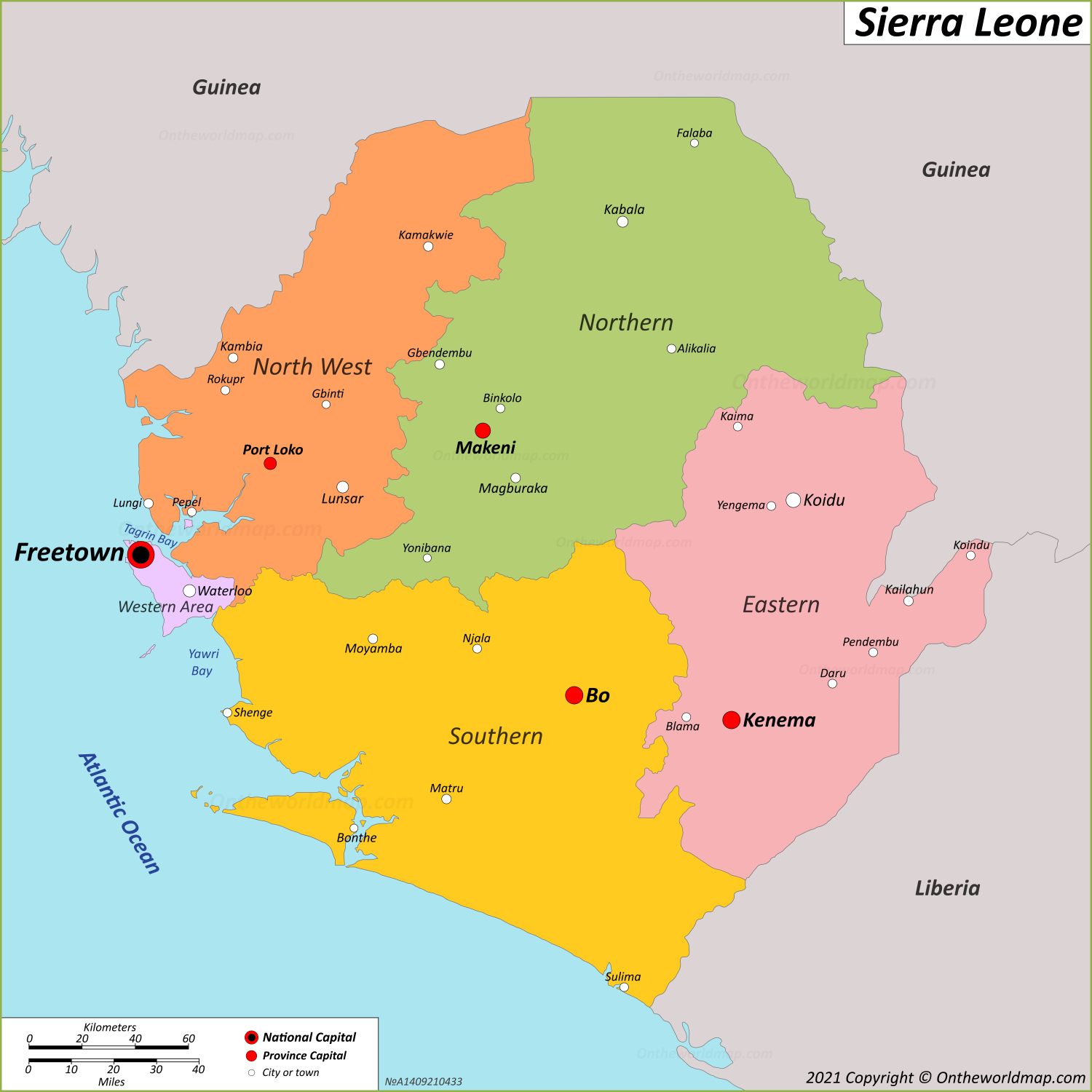 Physical Map Of Sierra Leone